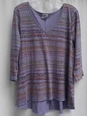 CMC Color Me Cotton 3/4 Sleeve Tunic Top XL USA Made
